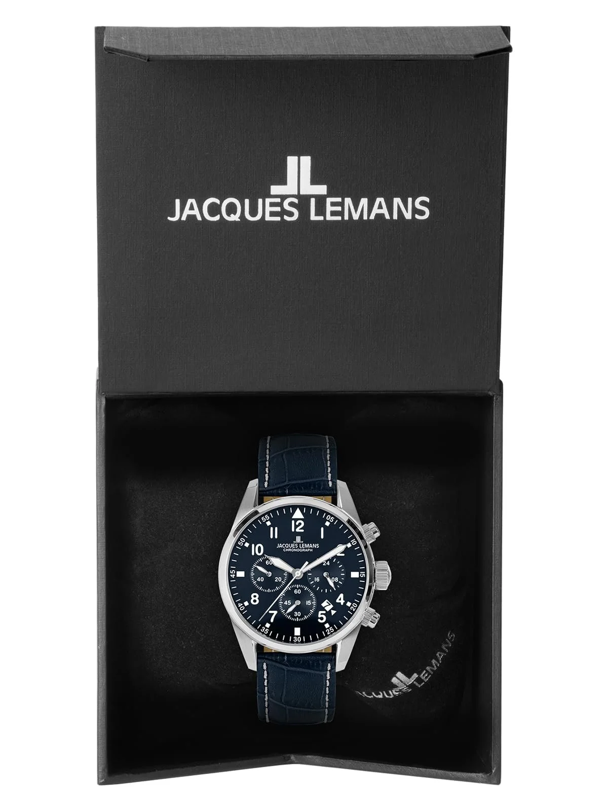 Чоловічий годинник Хронограф JACQUES LEMANS Sport 42 mm 10 ATM зі шкіряним ремінцем або металевим ремінцем 42-2, фото №6