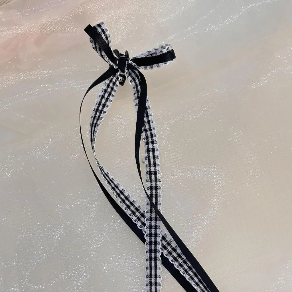 Заколка для волос Yjcnelcr Клетчатая Французский Клип с бантом Аксессуары для волос для женщин и девочек, фото №4