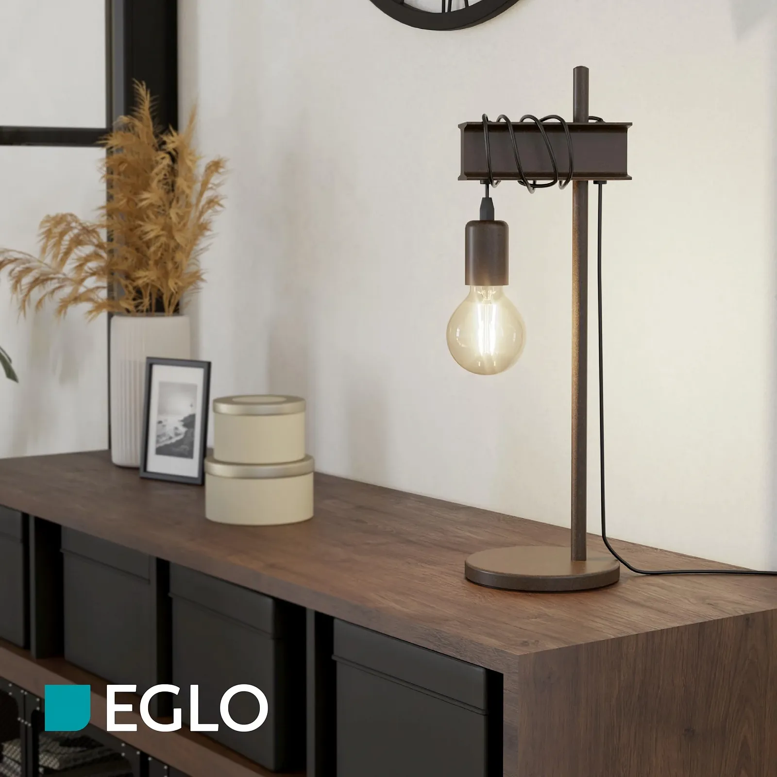 Настольная лампа EGLO Townshend 4 Vintage Industrial Metal Antique Brown E27, фото №3