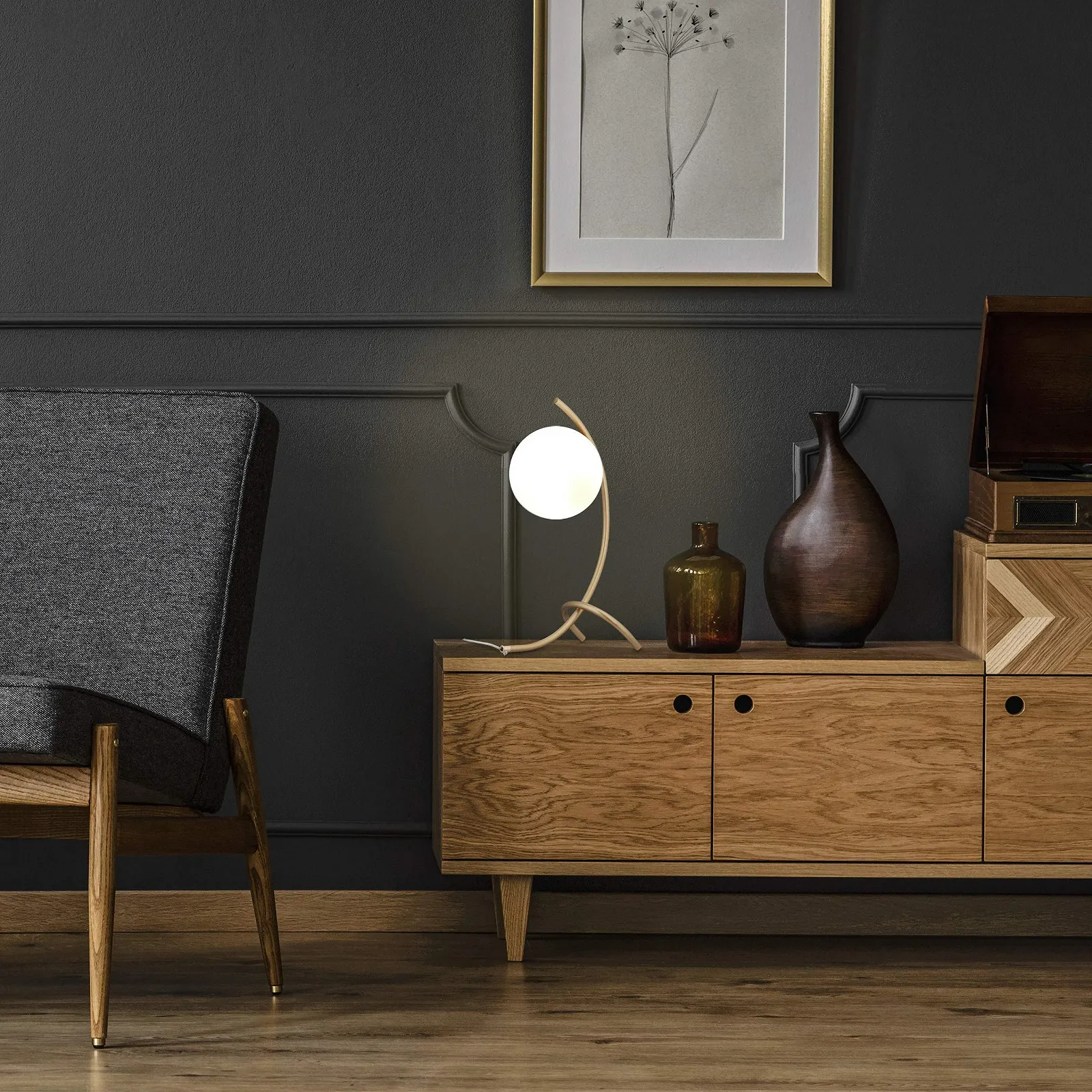 Настільна лампа Relaxdays Ball E27 40 x 15 x 22.5 см Gold/White, фото №6