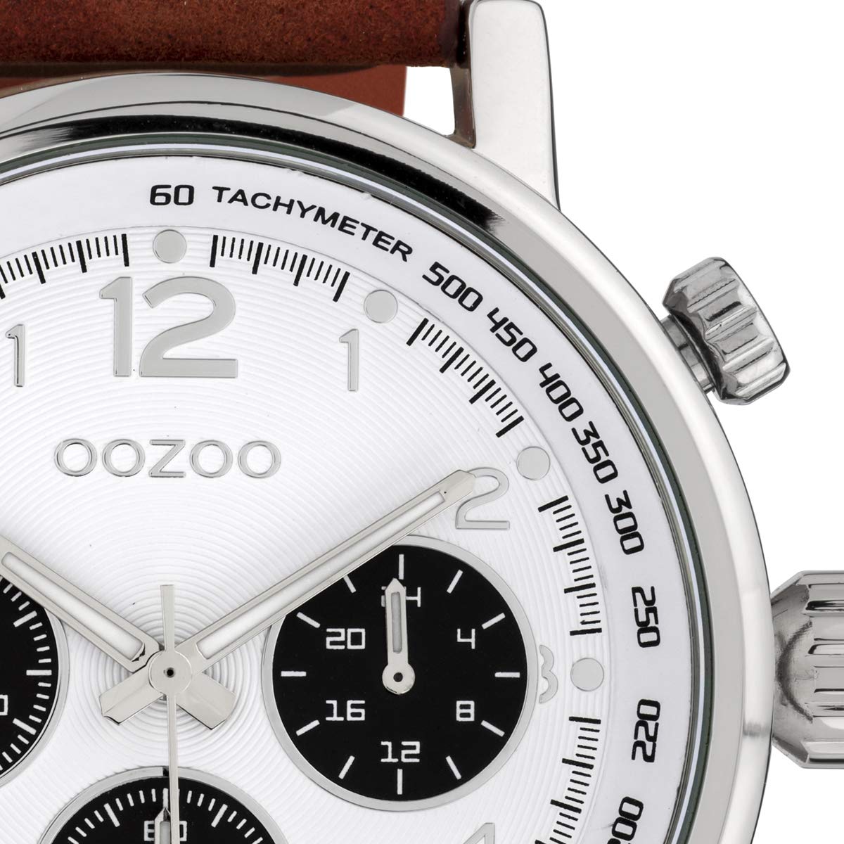 Часы Oozoo C10060 Мужские Кожаный ремешок 48 мм Белый / Коричнево-Красный, фото №3