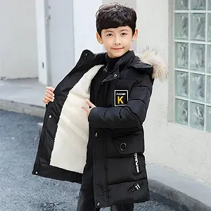 Зимняя куртка linboo для мальчиков, детская со съемным меховым капюшоном, толстая стеганная на подкладке, теплая парка, ветрозащитное зимнее пальто synthetic.ua - Фото 1