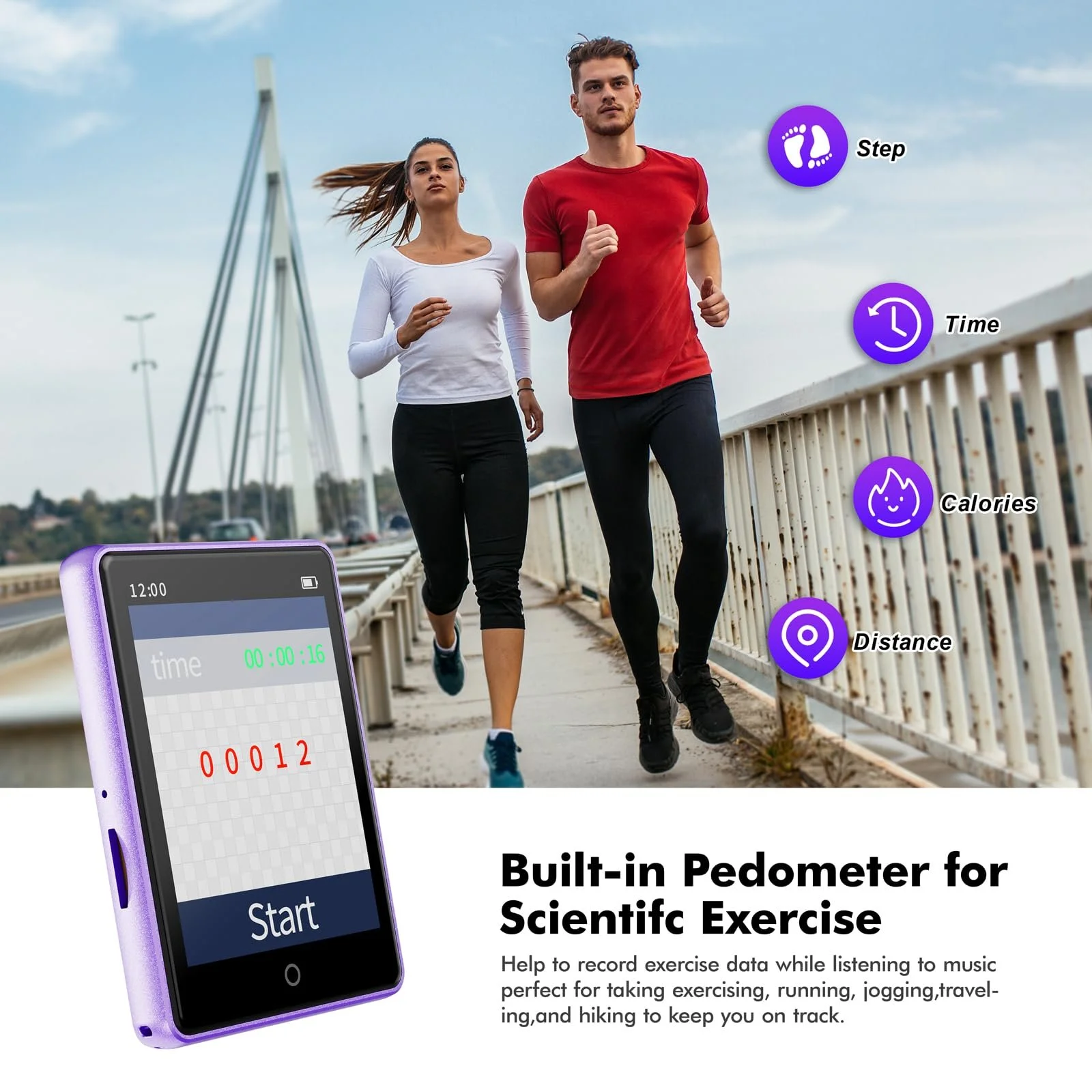 MP3-плеєр 64 GB Bluetooth 5.3, 2.8-дюймовий сенсорний екран, динамік, радіо, функція запису, фото №7