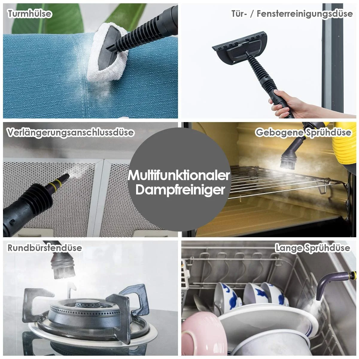 Пароочиститель ручной GOPLUS 1050 W 3 bar 350 ml 135 °C 9 аксессуаров, фото №5