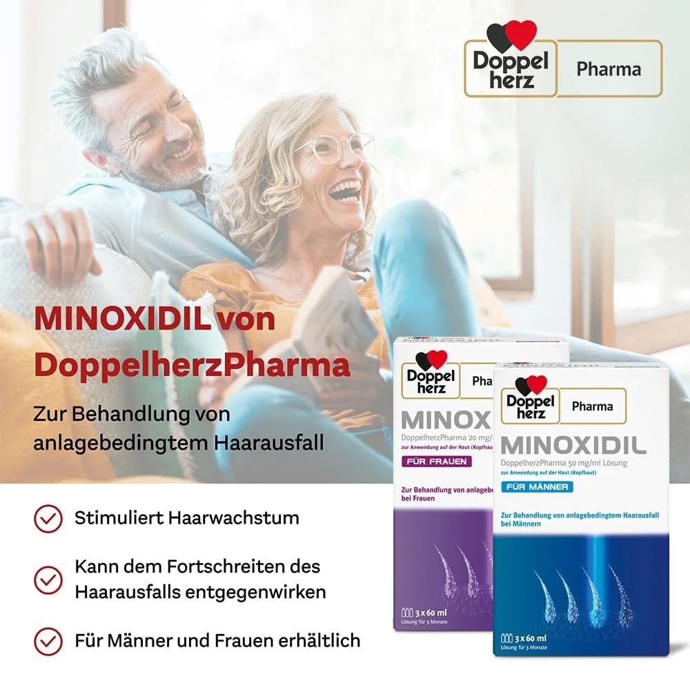 Розчин Міноксидил DoppelherzPharma 20 мг/мл (2%) для шкіри голови - Ліки для лікування випадіння волосся у жінок (3 x 60 мл), фото №3