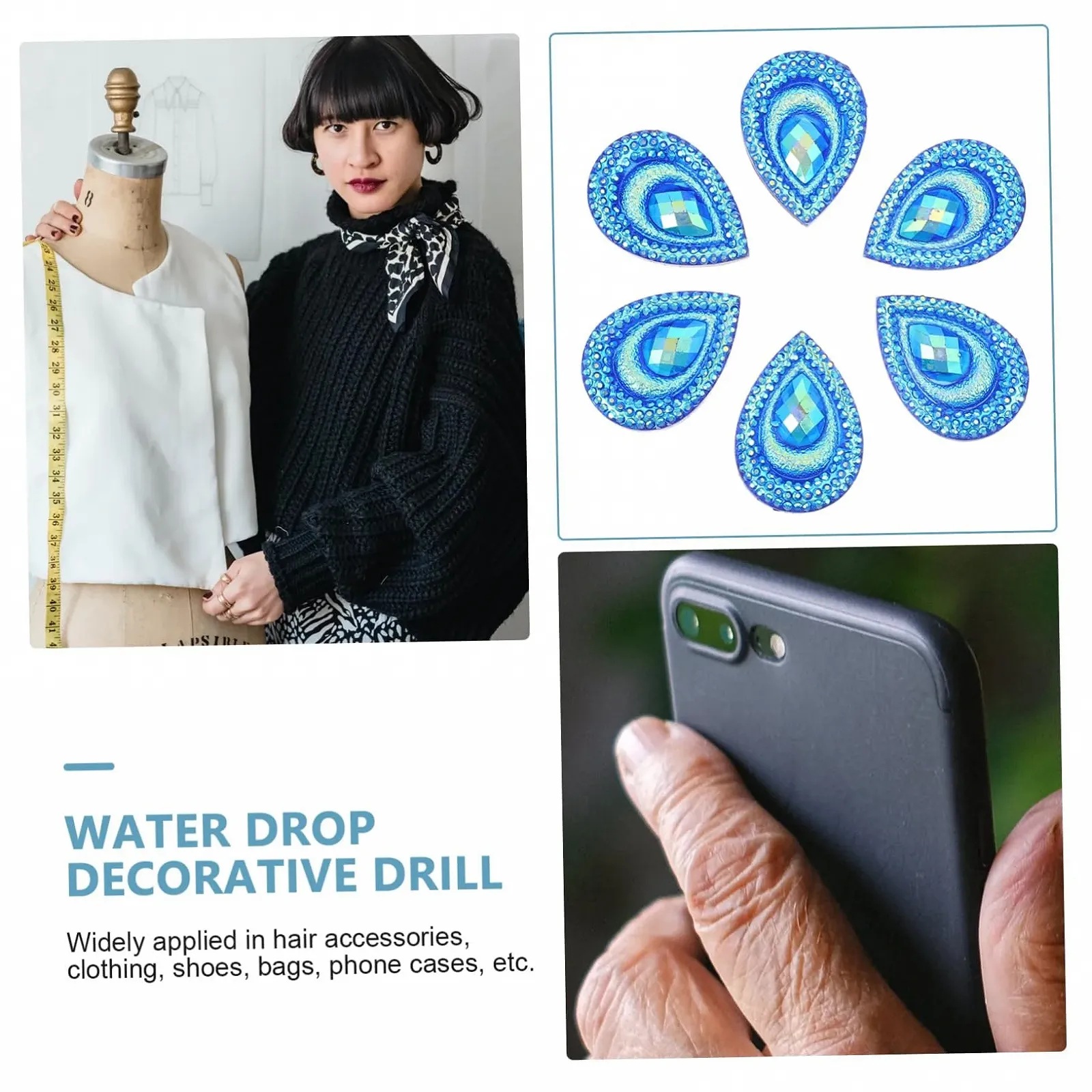 Стразы Водопад TEHAUX Форма павлиньего хвоста Плоская задняя часть, фото №4