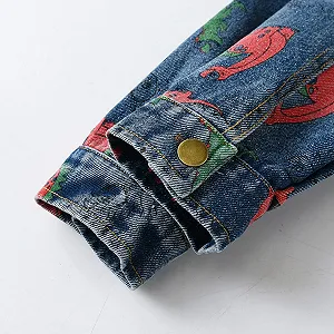 Жилет для малышей, для мальчиков и девочек, с длинными рукавами, зимняя теплая верхняя одежда, куртка, джинсовое пальто с динозавром synthetic.ua - Фото 1