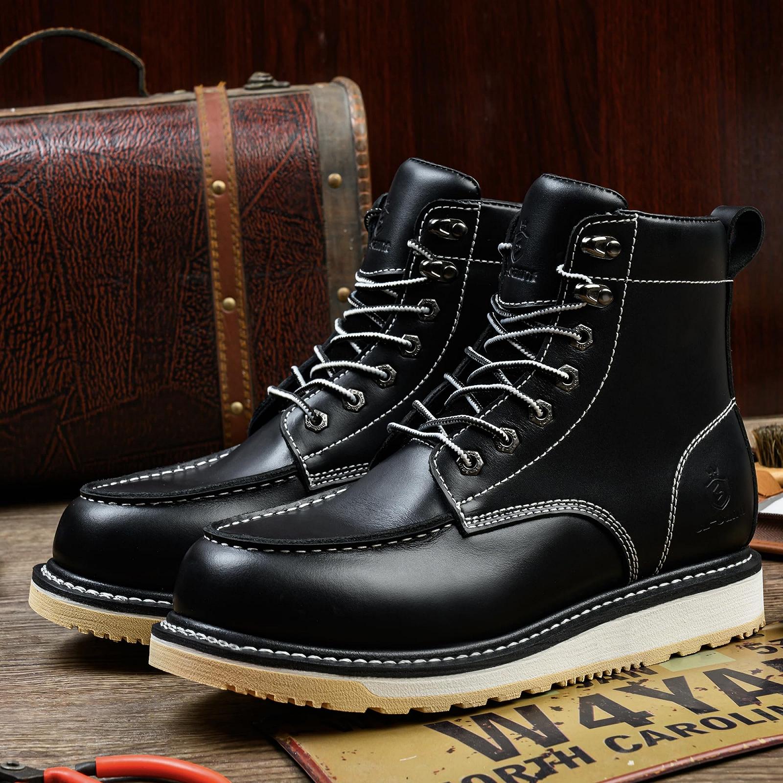 Ботинки SL-Saint Ручной работы Водонепроницаемые С мягким носком Moc Toe Goodyear-Welted Классические Из цельнозерновой кожи, фото №6