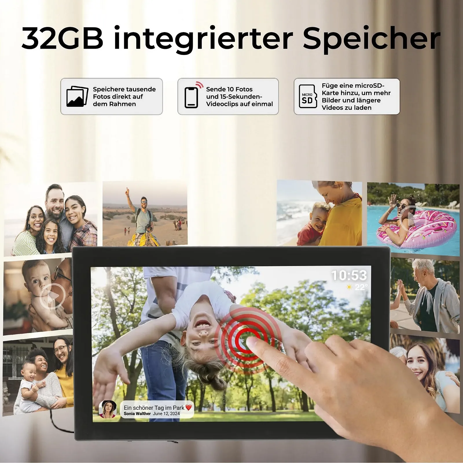 Цифровая фоторамка Denver PFF-2160 21.5" Full HD IPS Touch Screen WiFi Black, фото №7