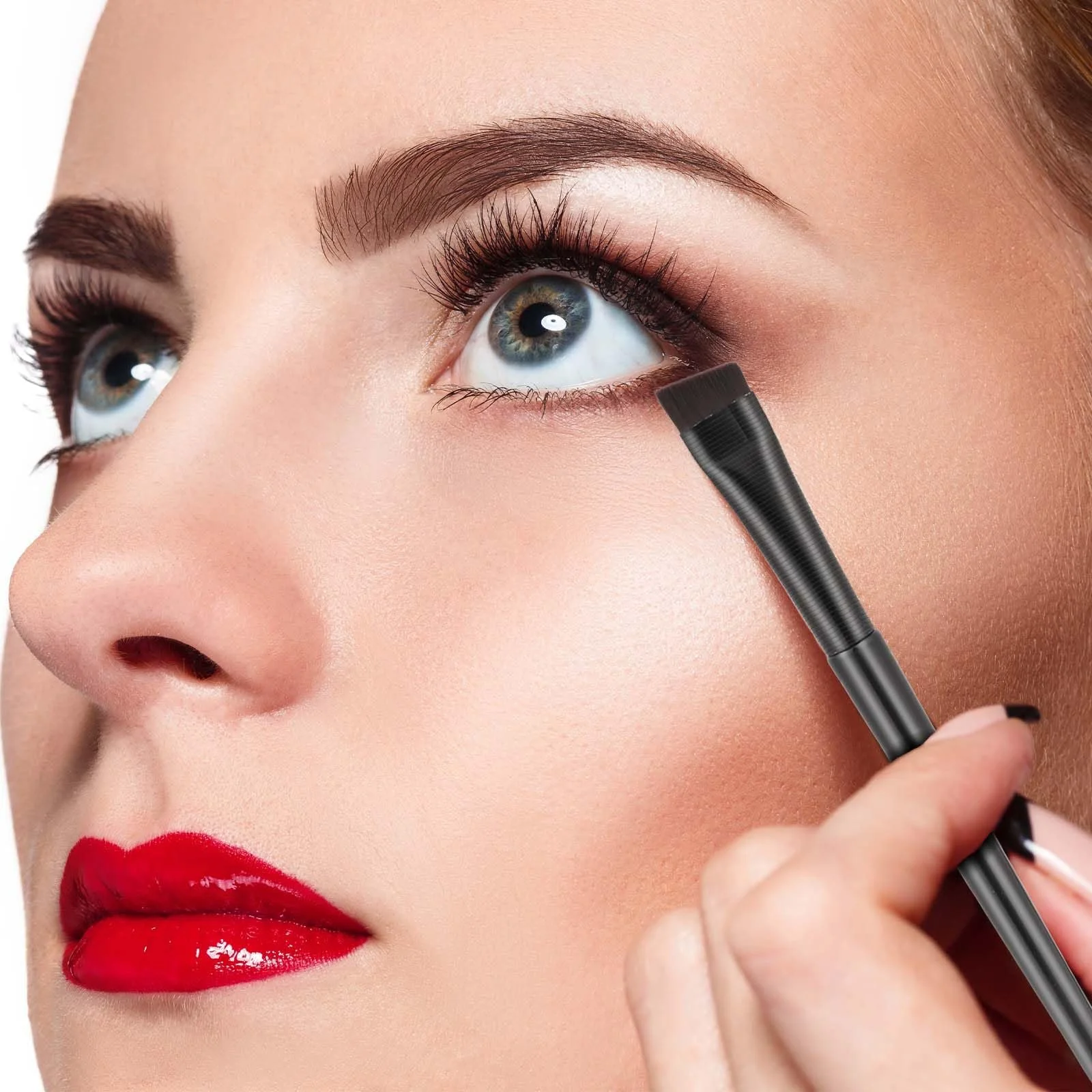 Набір пензлів для брів та підводки Angled Eyebrow Eyeliner Brush Set 10 шт., фото №5