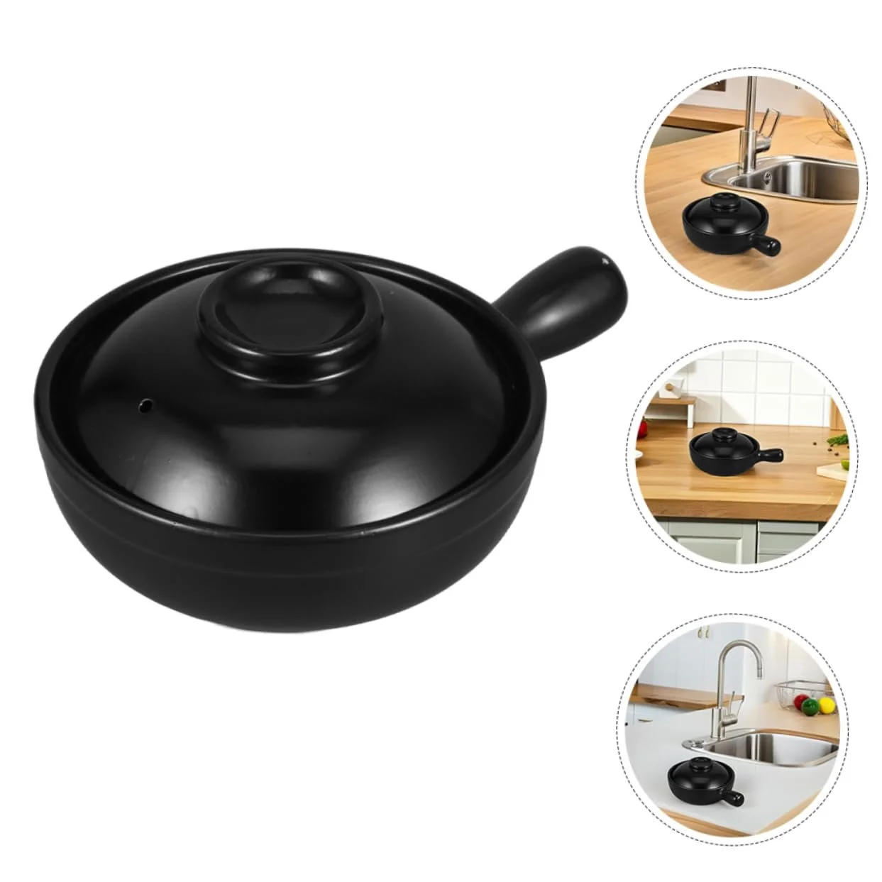 Горшок для приготовления глиняный с крышкой малый из натуральной терракоты многофункциональный для риса и супа, фото №9