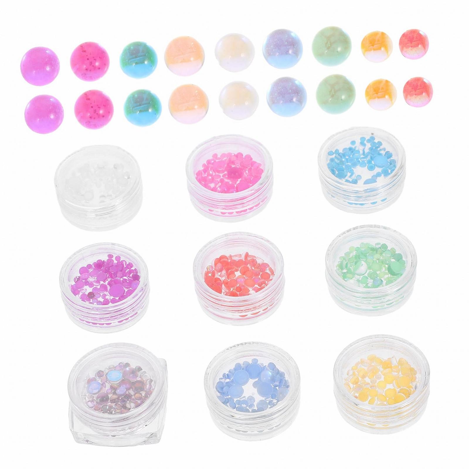 Прикраси для нігтів (9 коробок) Healeved, акрилові дорогоцінні камені, бісер для нігтів, міні-бісер, скло, фото №1