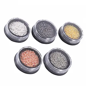 Мини-бусины для ногтей WOONEKY 5 наборов, стальные бусины - Фото 1