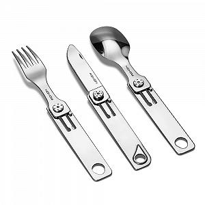 Набір Roxon C1 3 в 1 для кемпінгу знімні столові прилади ніж ложка виделка для активного відпочинку походів synthetic.ua - Фото 1