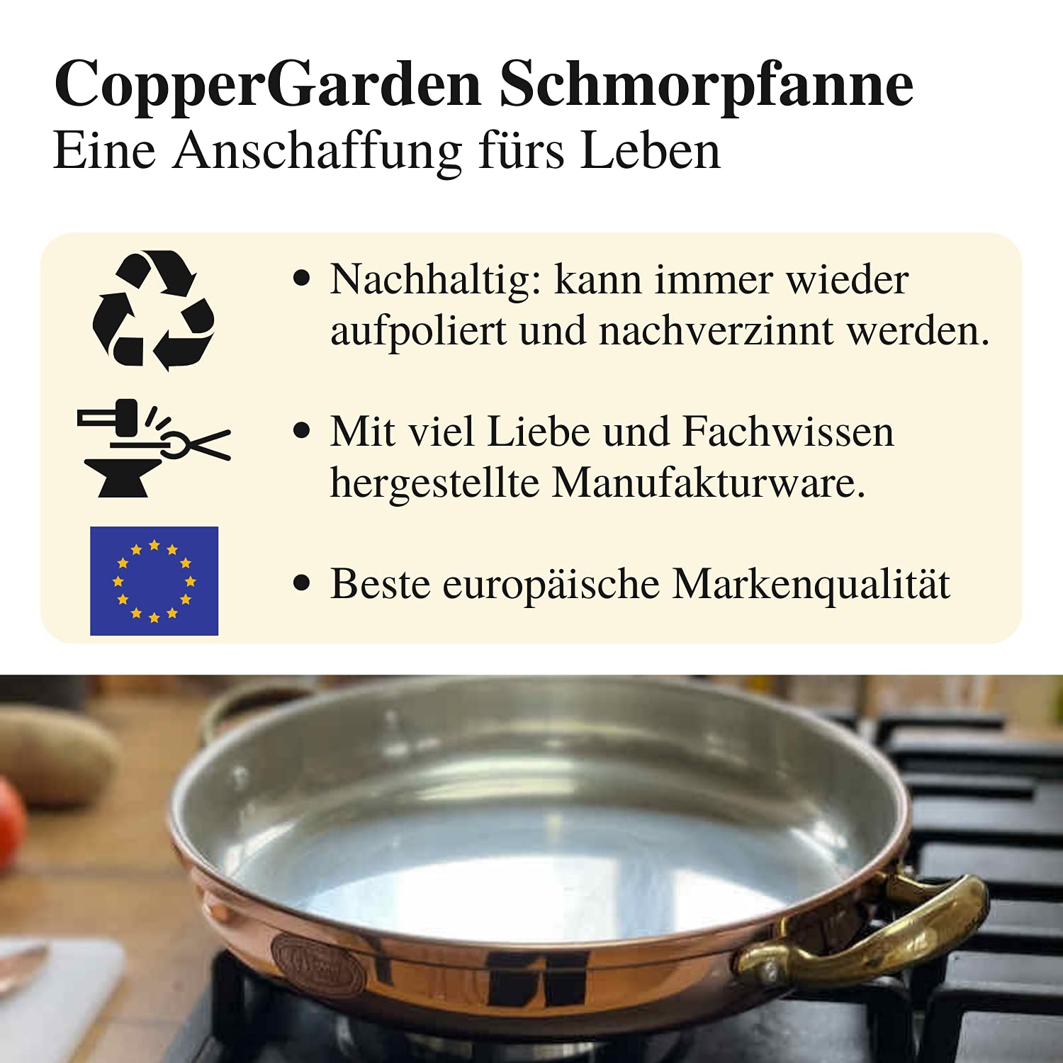 Сотейник Copper Garden Copper 24 см с ручками I Медная сковорода с пищевым оловом: идеальная теплопроводность/распределение I Медная сковорода высокая и устойчивая для жарки, запекания, сервировки и т.д., фото №7 Сотейник Copper Garden Copper 24 см с ручками I Медная сковорода с пищевым оловом: идеальная теплопроводность/распределение I Медная сковорода высокая и устойчивая для жарки, запекания, сервировки и т.д., фото №7