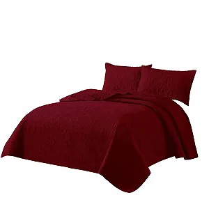 Покрывало E-yimeng 220 x 240 см Универсальное одеяло для дивана как покрывало или накидка на диван Двустороннее одеяло Легкое мягкое стеганое одеяло Бордовый (без наволочки) - Фото 1