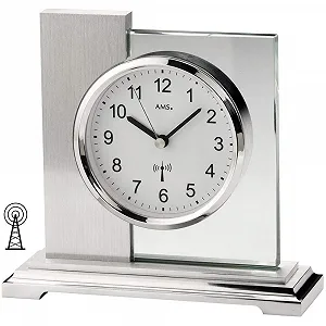 Радіокерований настільний годинник Сріблястий металевий корпус - Фото 1