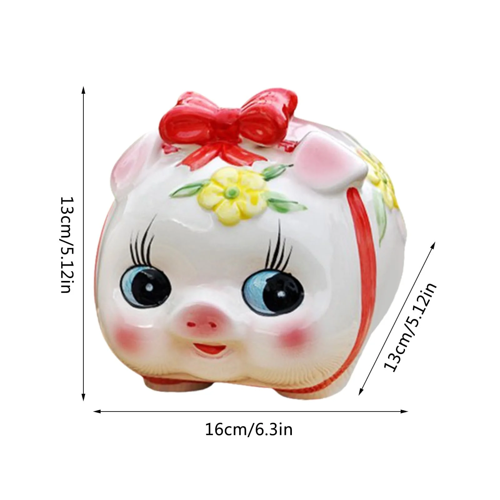 Скарбничка керамічна Ceramic Piggy Bank Порося з квітами червона, фото №2