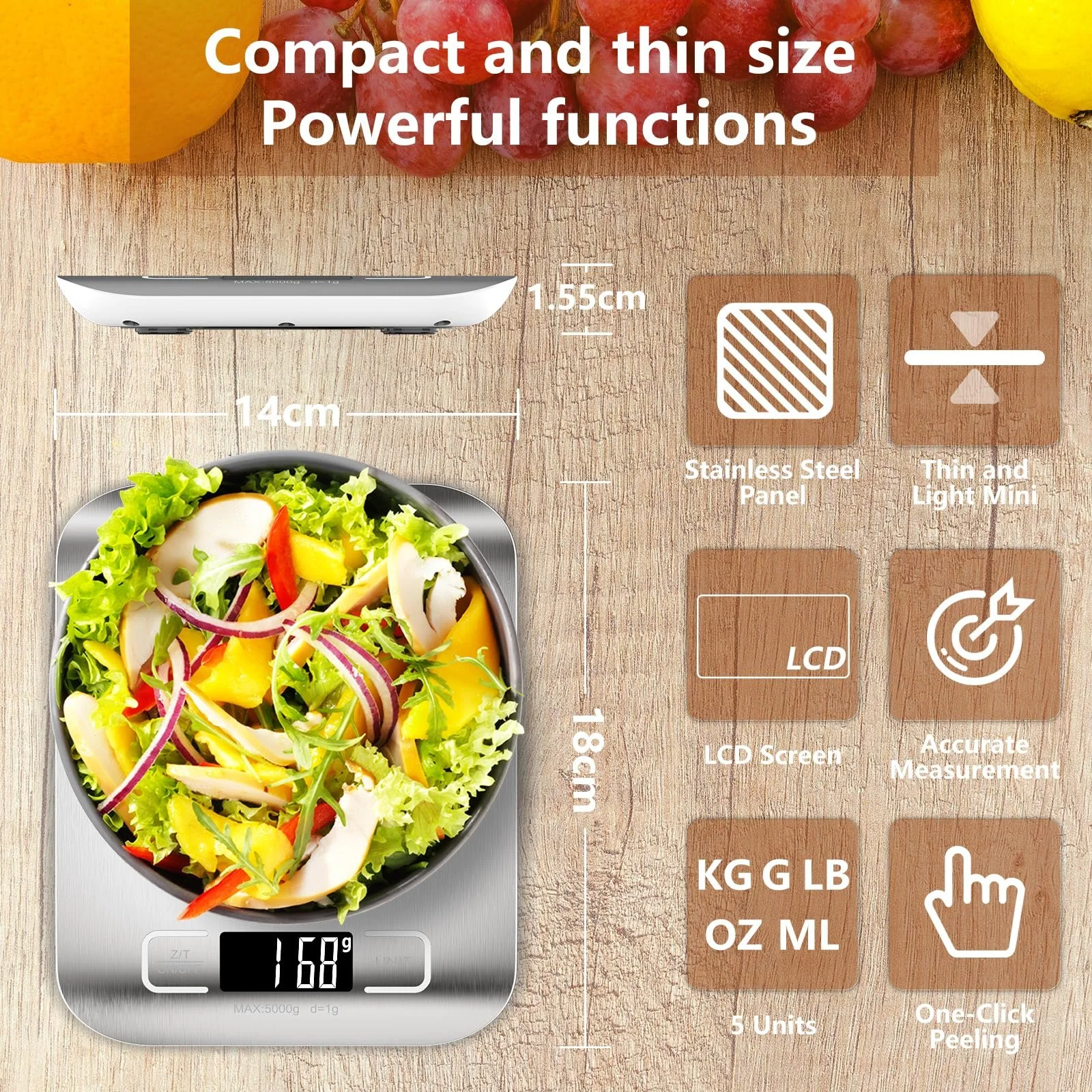 Кухонні ваги GeeRic Digital LCD 10kg 1g Stainless Steel, фото №5 Кухонні ваги GeeRic Digital LCD 10kg 1g Stainless Steel, фото №5