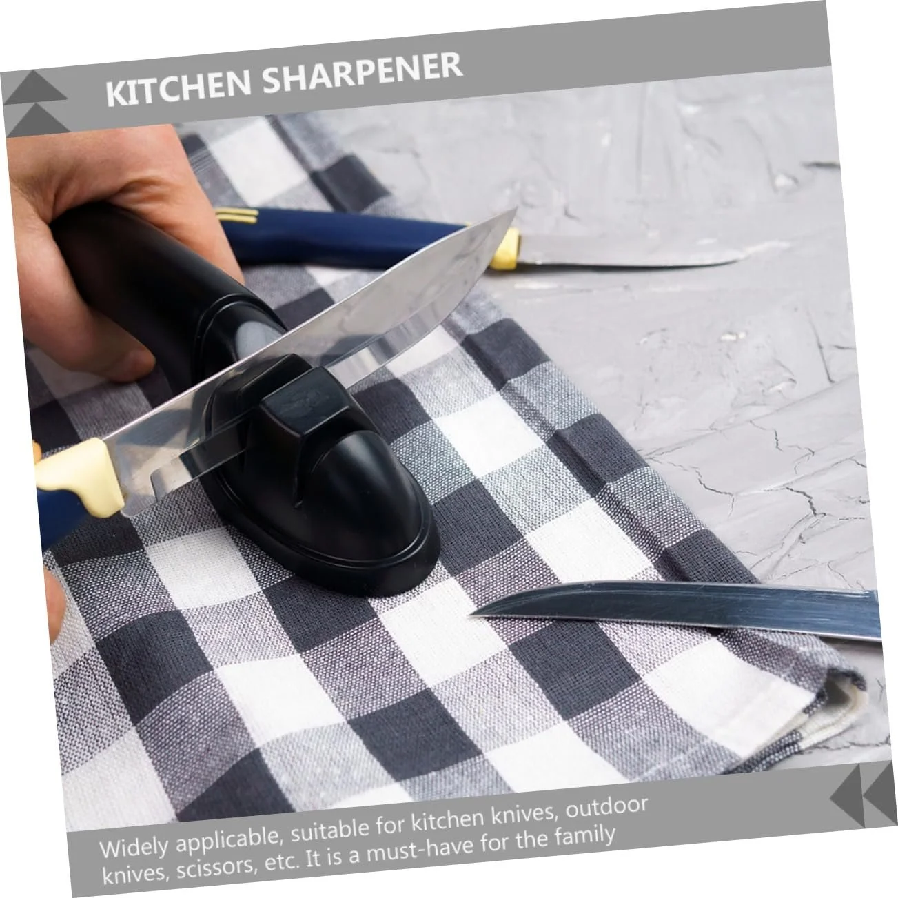 Точило мусат двухстороннее для кухонных ножей и ножниц с кольцом для подвешивания, фото №7