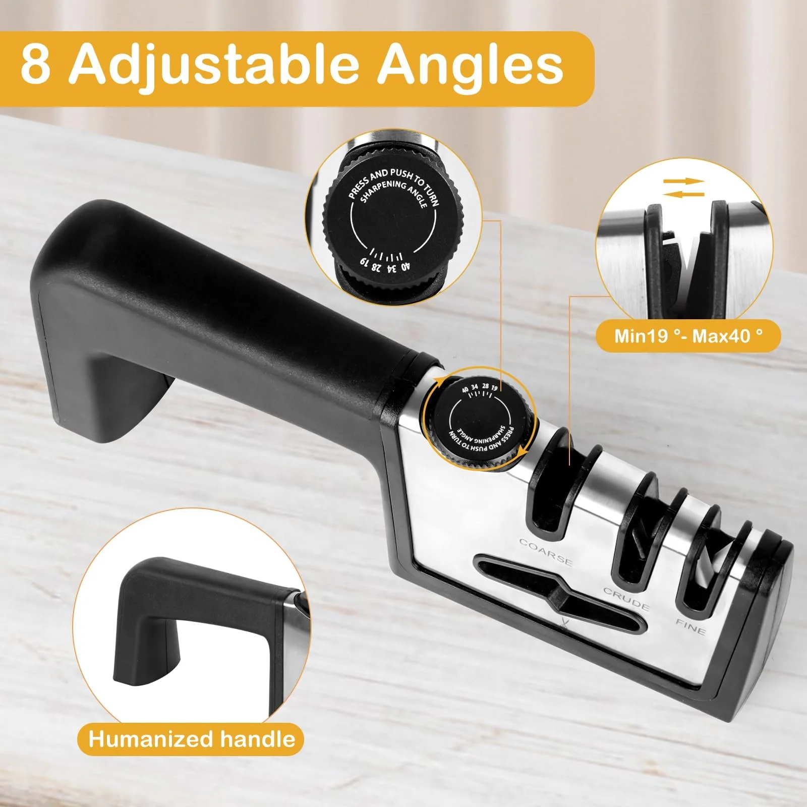 Професійне точилка для ножів та ножиць 4 в 1 з регульованим кутом, фото №2