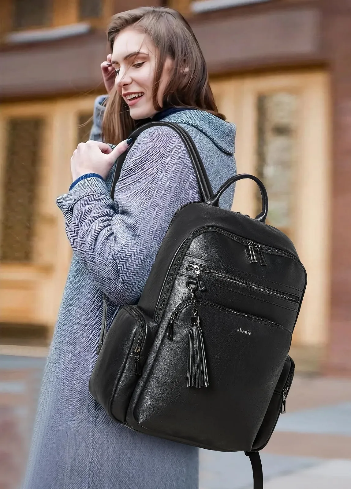 Рюкзак для ноутбука Shrrie Modern 16 дюймів Чорний, фото №2 Рюкзак для ноутбука Shrrie Modern 16 дюймів Чорний, фото №2