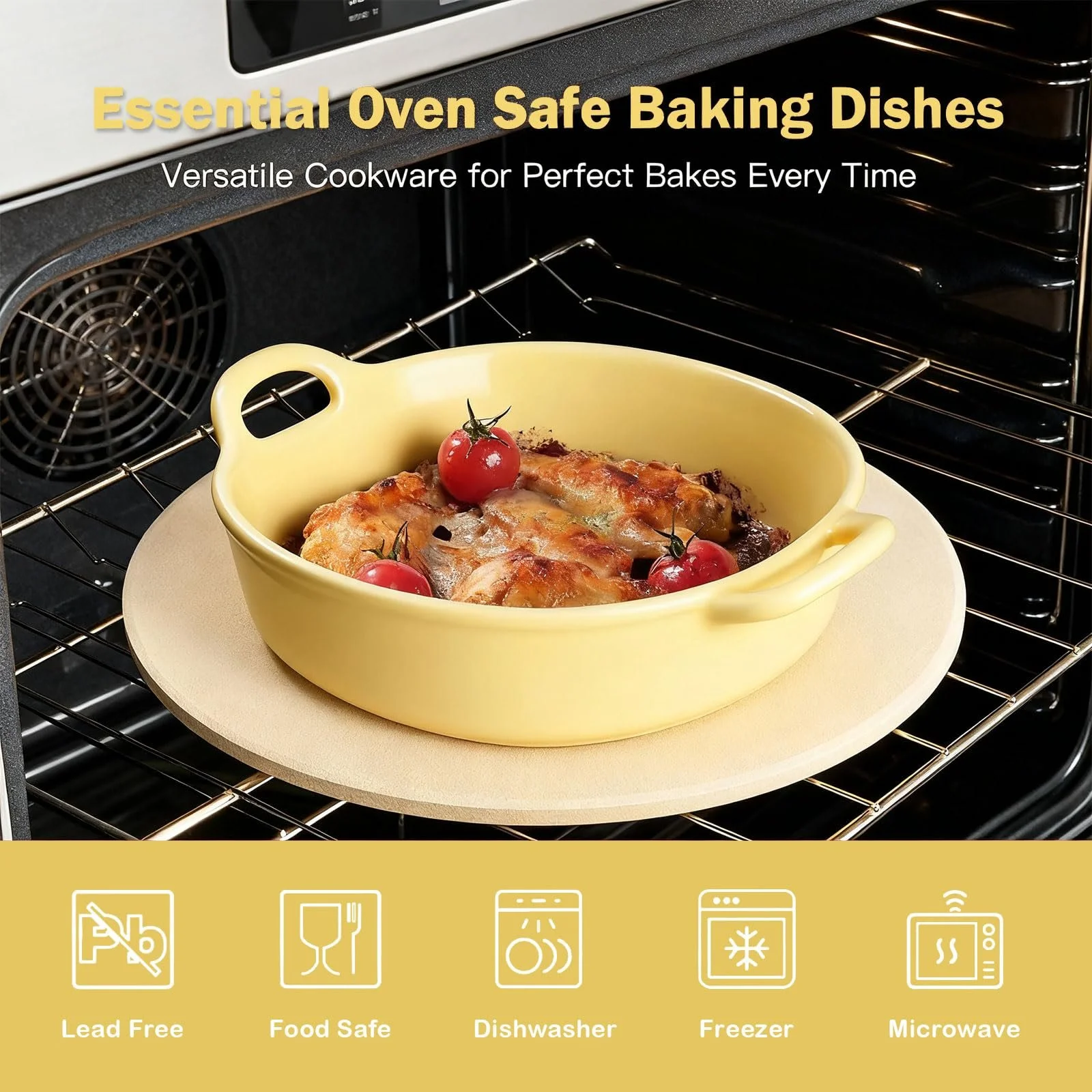 Форма для выпечки керамическая прямоугольная для лазаньи с ручками 23.8 x 13.2 x 5.2 см, фото №4