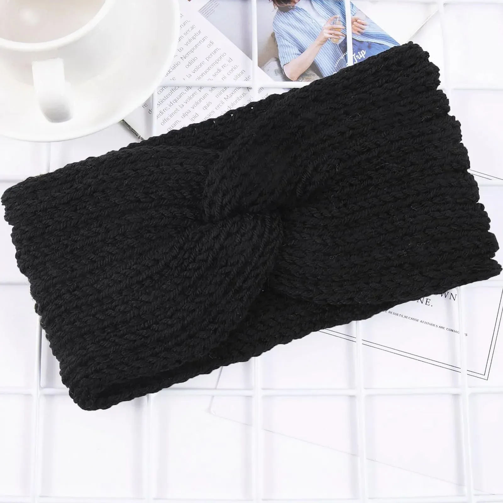 В'язана пов'язка на голову Жіноча Зимова, фото №5