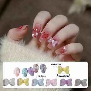 Подвески для ногтей 3D Бантики, 100 шт, украшения для маникюра, смола, для женщин и девушек, для дизайна ногтей synthetic.ua - Фото 1