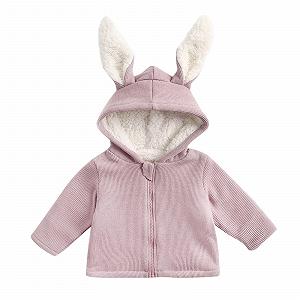 Однотонное пальто Детское пальто Осень И Зима Кроличье пальто С подкладкой И Утолщенное Куртка Съемный Капюшон Милая Теплая Верхняя одежда Повседневная куртка (6 месяцев - 6 лет) - Фото 1