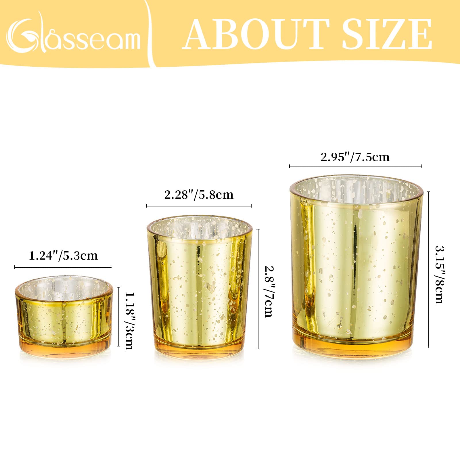 Тримач для чайної свічки Glasseam Золотий 6 Штук, фото №5