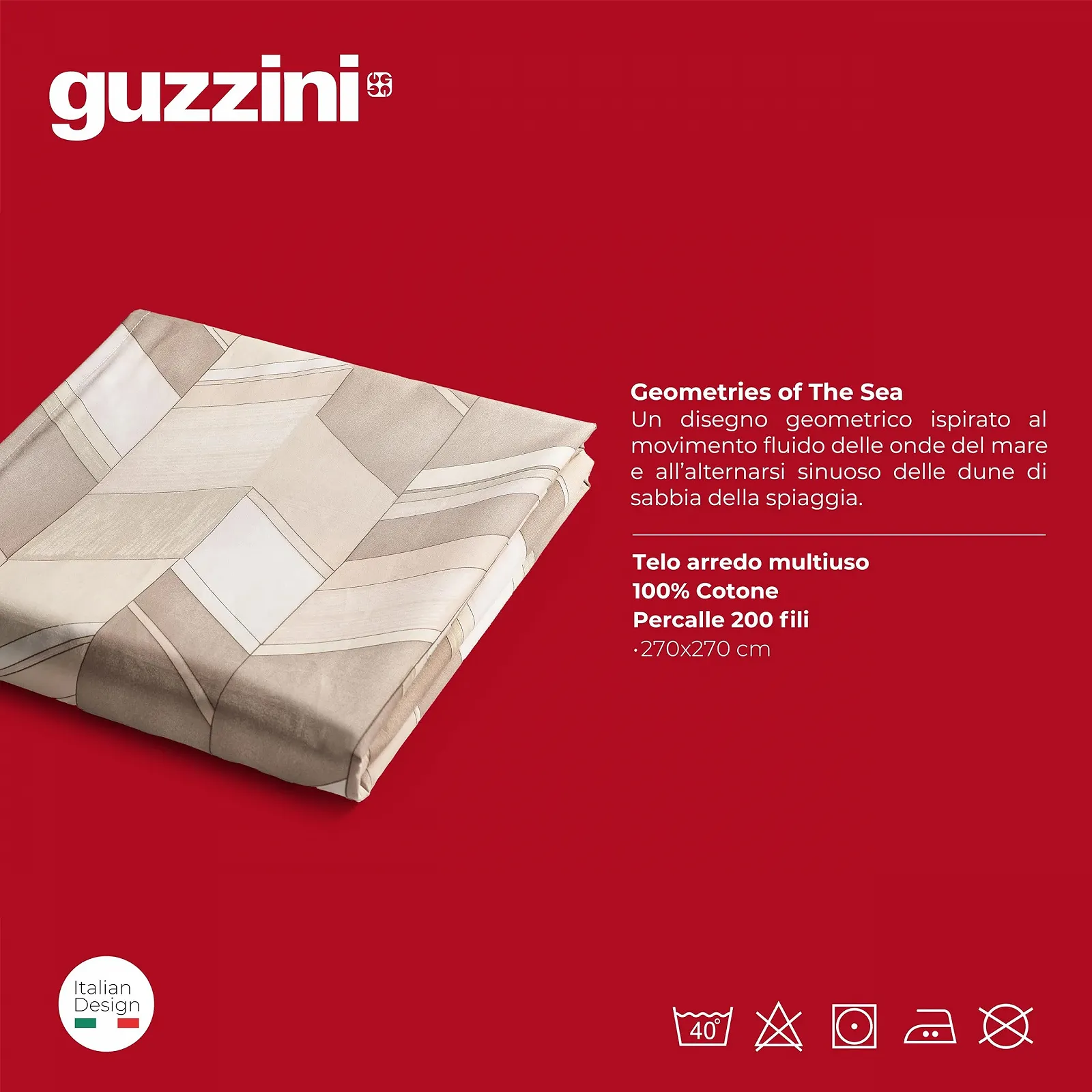 Покривало Guzzini Classic 180 x 270 см Багатоцільове 100% бавовна перкаль Oeko-Tex Сертифікована, фото №2