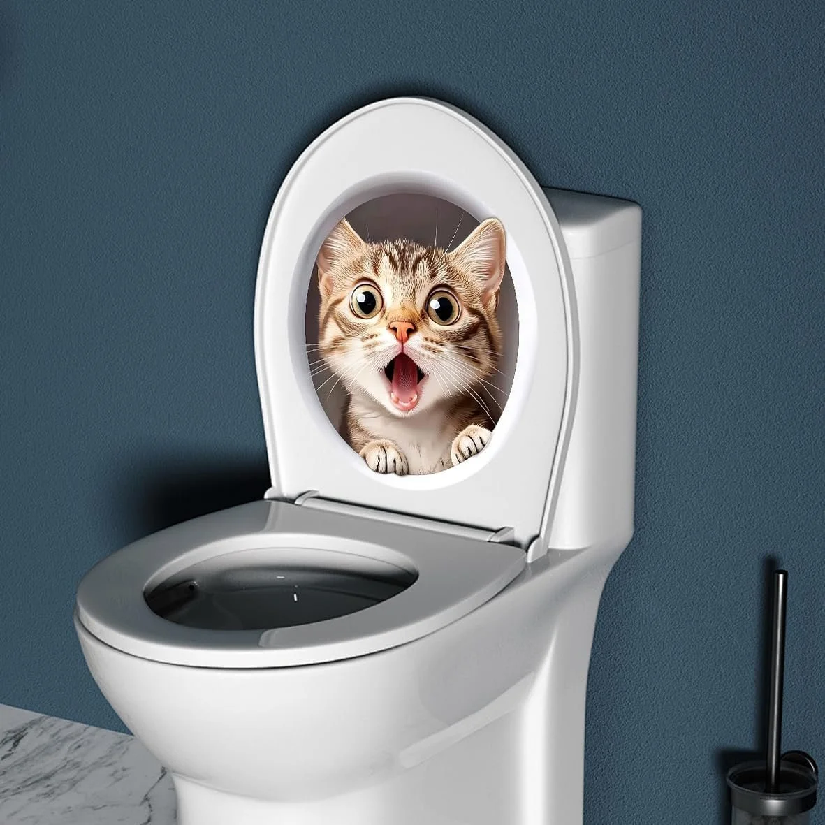 Наклейка на туалет Animal 3D Surprised Cat водонепроникна, фото №7