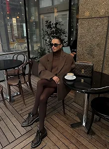 Шоколадні однотонні щільні бавовняні колготки для дівчини класичні без малюнка - Фото 1