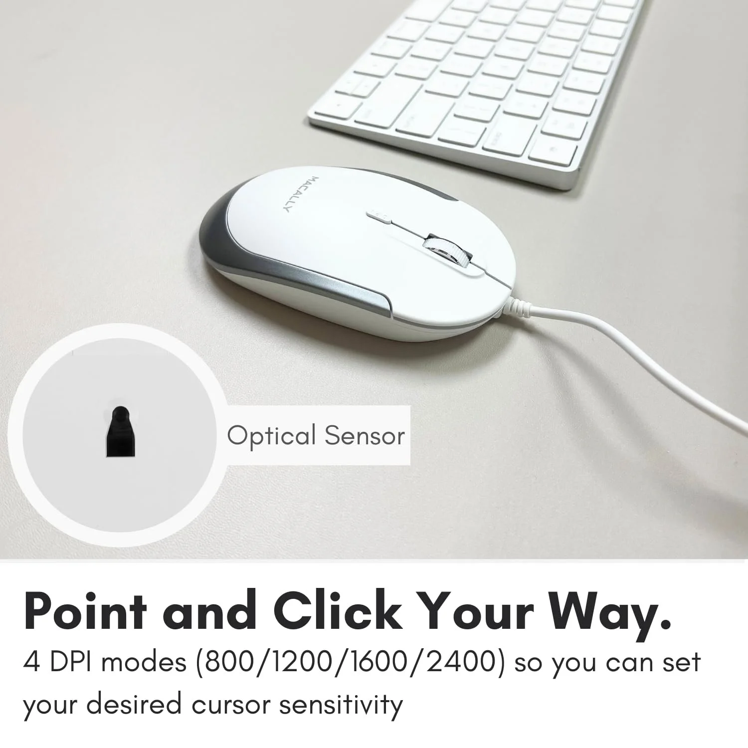 Мышь проводная Macally USB, тонкая, компактная, фото №7