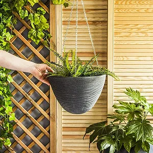 Подвесная корзина Koopman Пластиковая 33 см Декоративная synthetic.ua - Фото 1