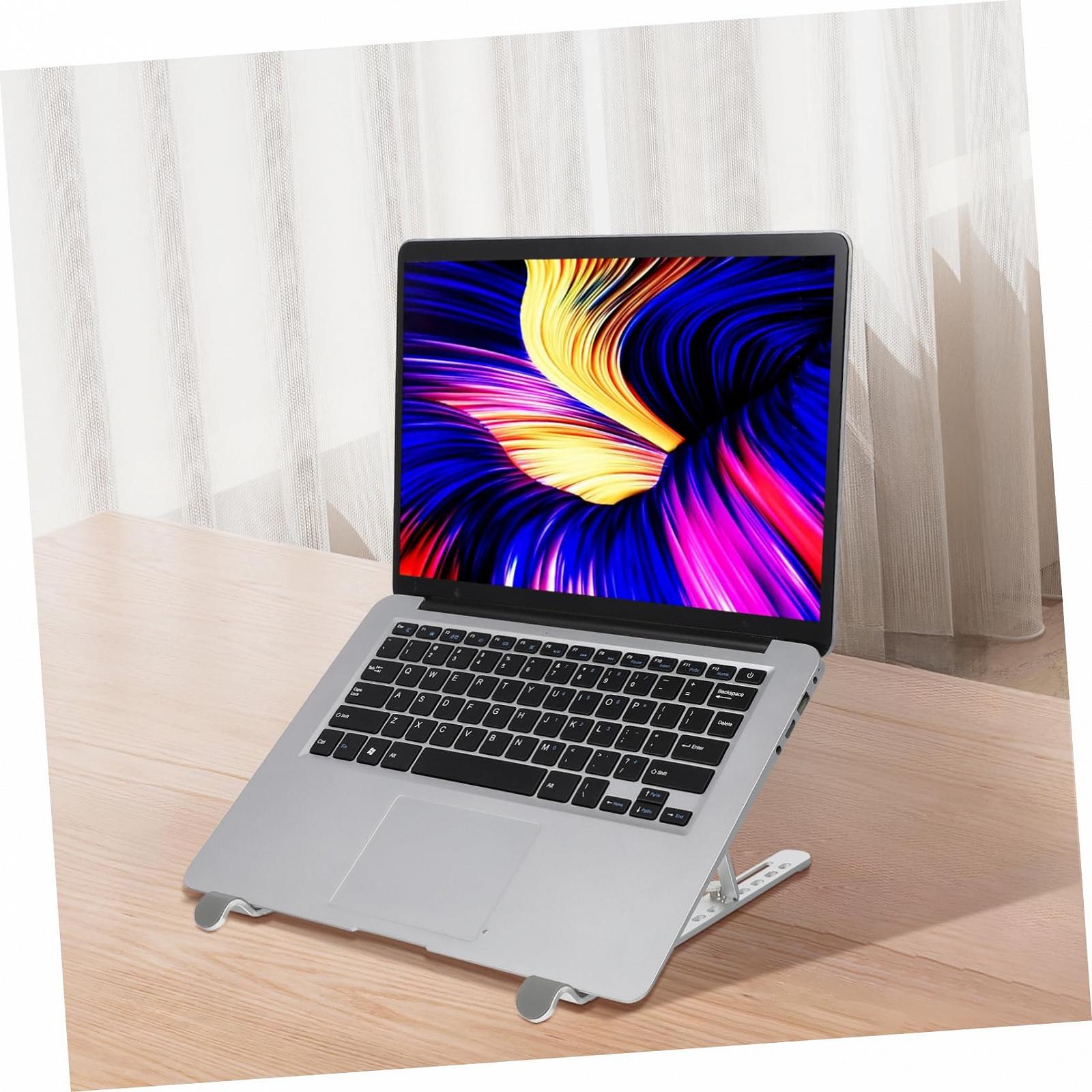 Регулируемая Подставка для Ноутбука UKCOCO с Вентиляторами Алюминиевая Охлаждающая Подкладка для Стола Эффективное Охлаждение Ноутбука Эргономичная Высота Стабильная Подставка, фото №7