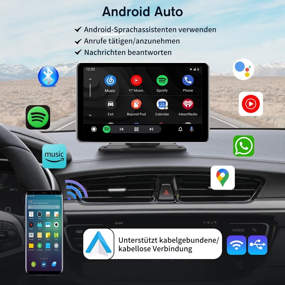 Автомагнітола AWESAFE / 9" / Сенсорна / Apple CarPlay / Android Auto / Bluetooth / USB / AUX / SD slot, фото №3