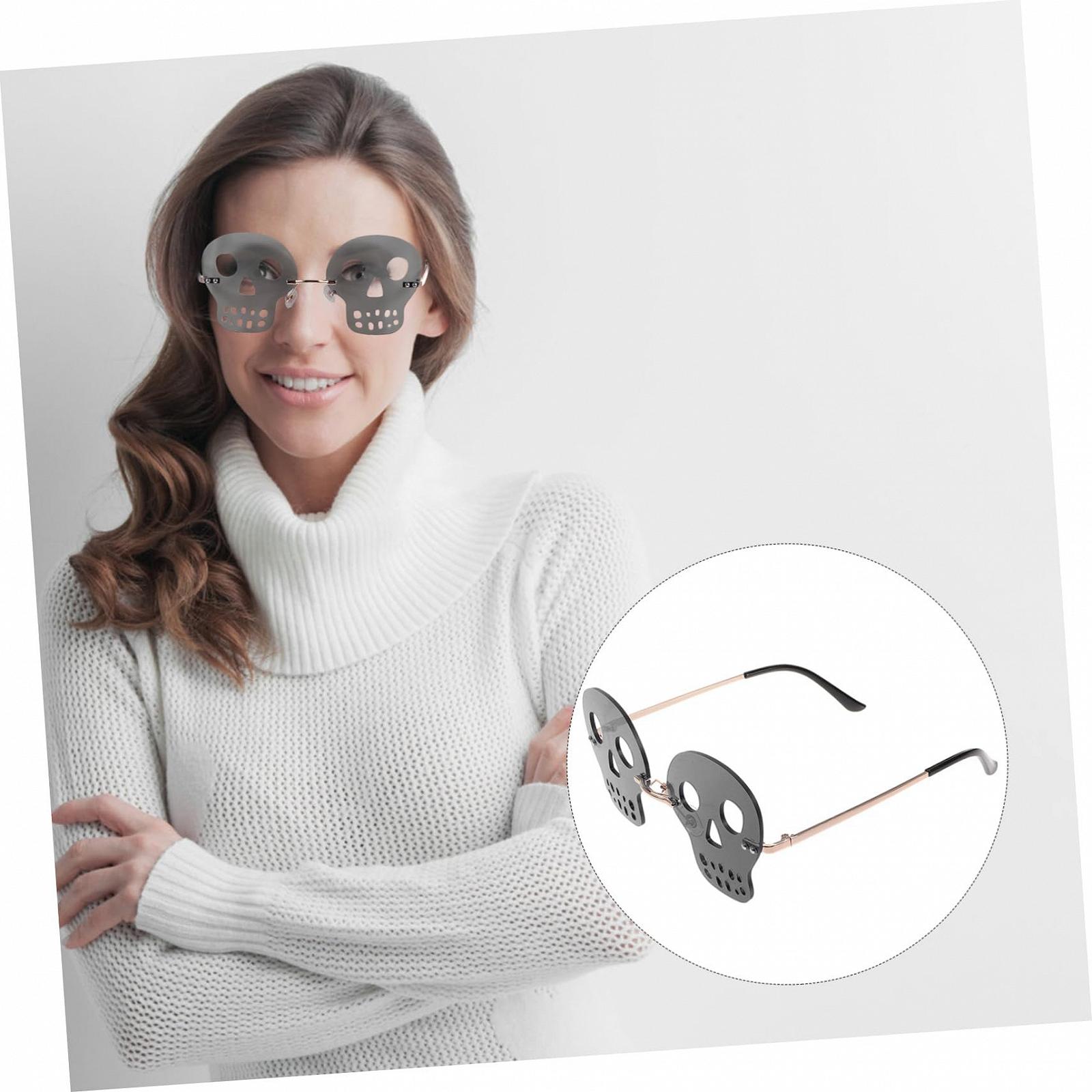 Солнцезащитные очки Без оправы PACKOVE Круглая оправа Ретро стиль 90-х, серый, фото №7