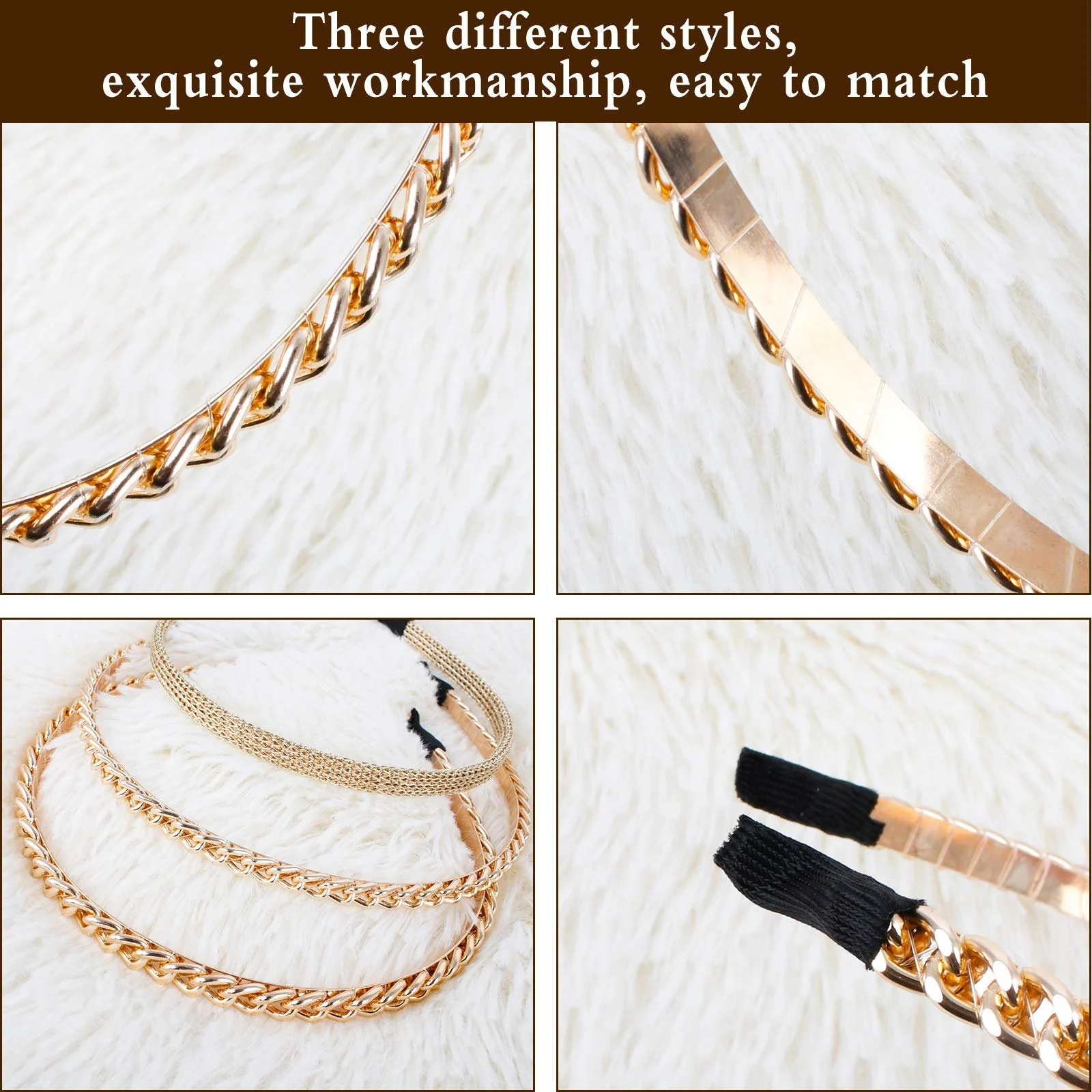 Набор металлических обручей для волос 6шт., фото №2