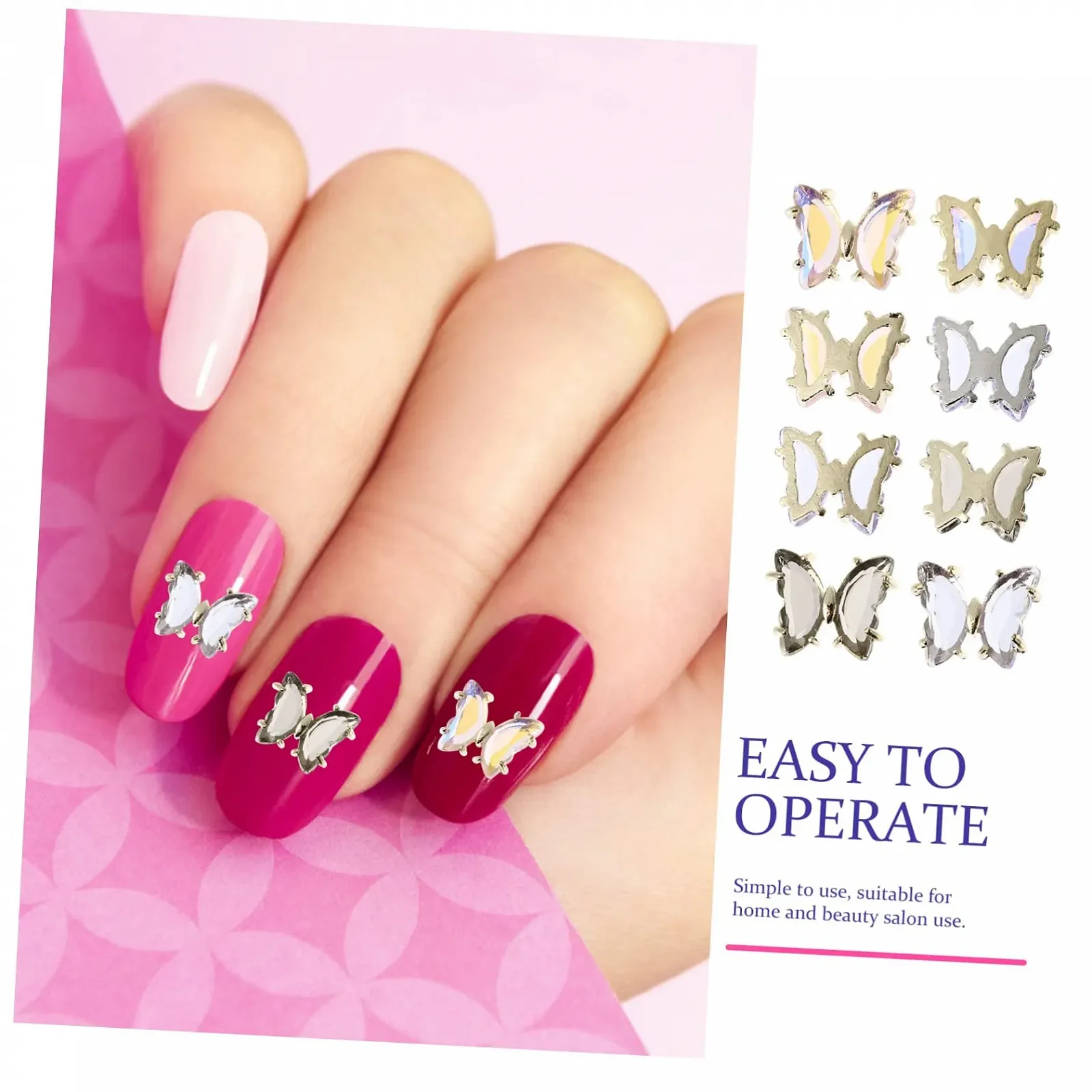 Подвески для ногтей Fomiyes Бабочка, 40 шт, украшения из циркония для маникюра и DIY украшений для ногтей, фото №4
