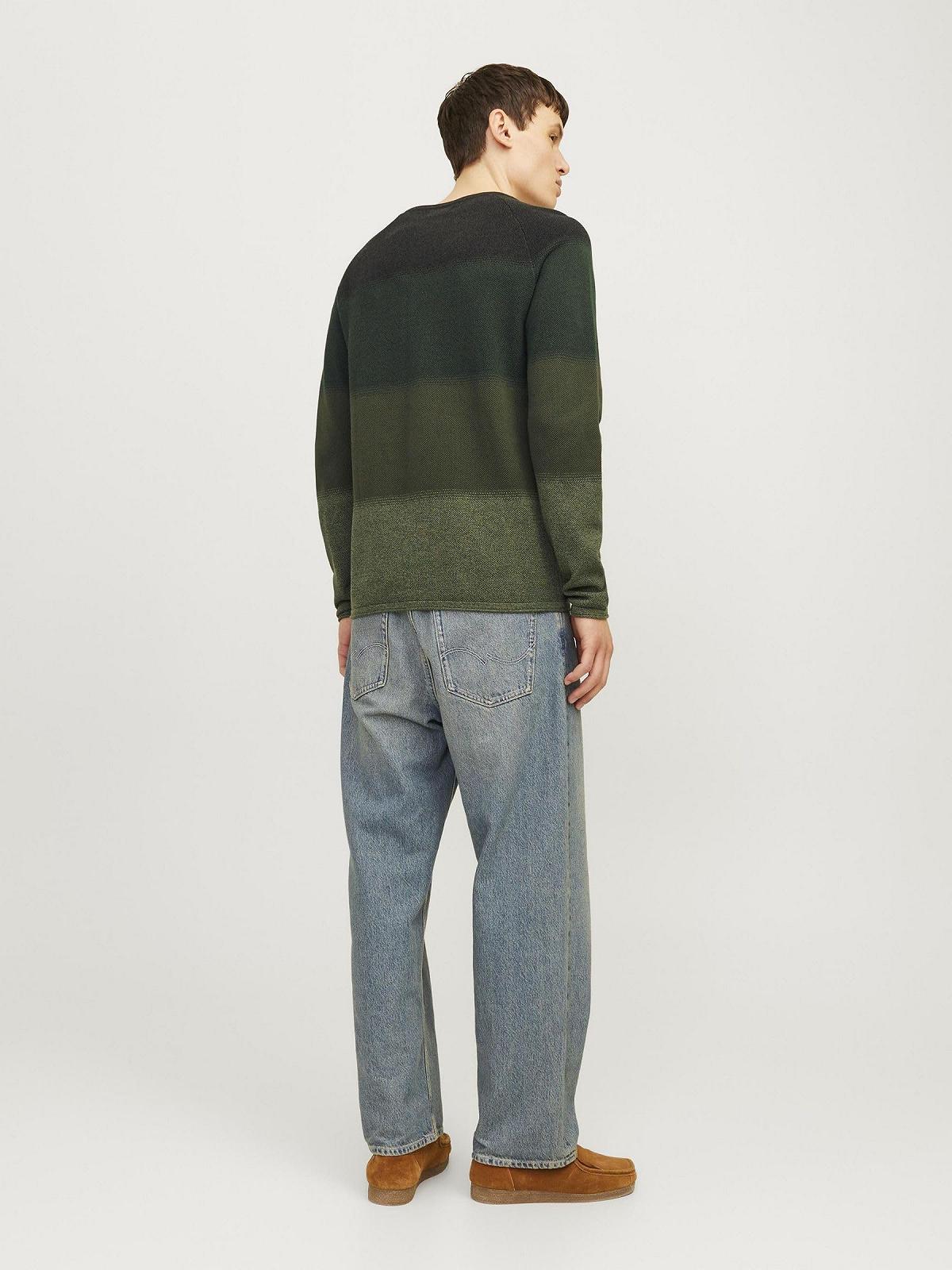 В'язаний пуловер JACK & JONES JJEHILL, чоловічий, з круглим вирізом, базова модель, з довгими рукавами, бавовняна сорочка, фото №3