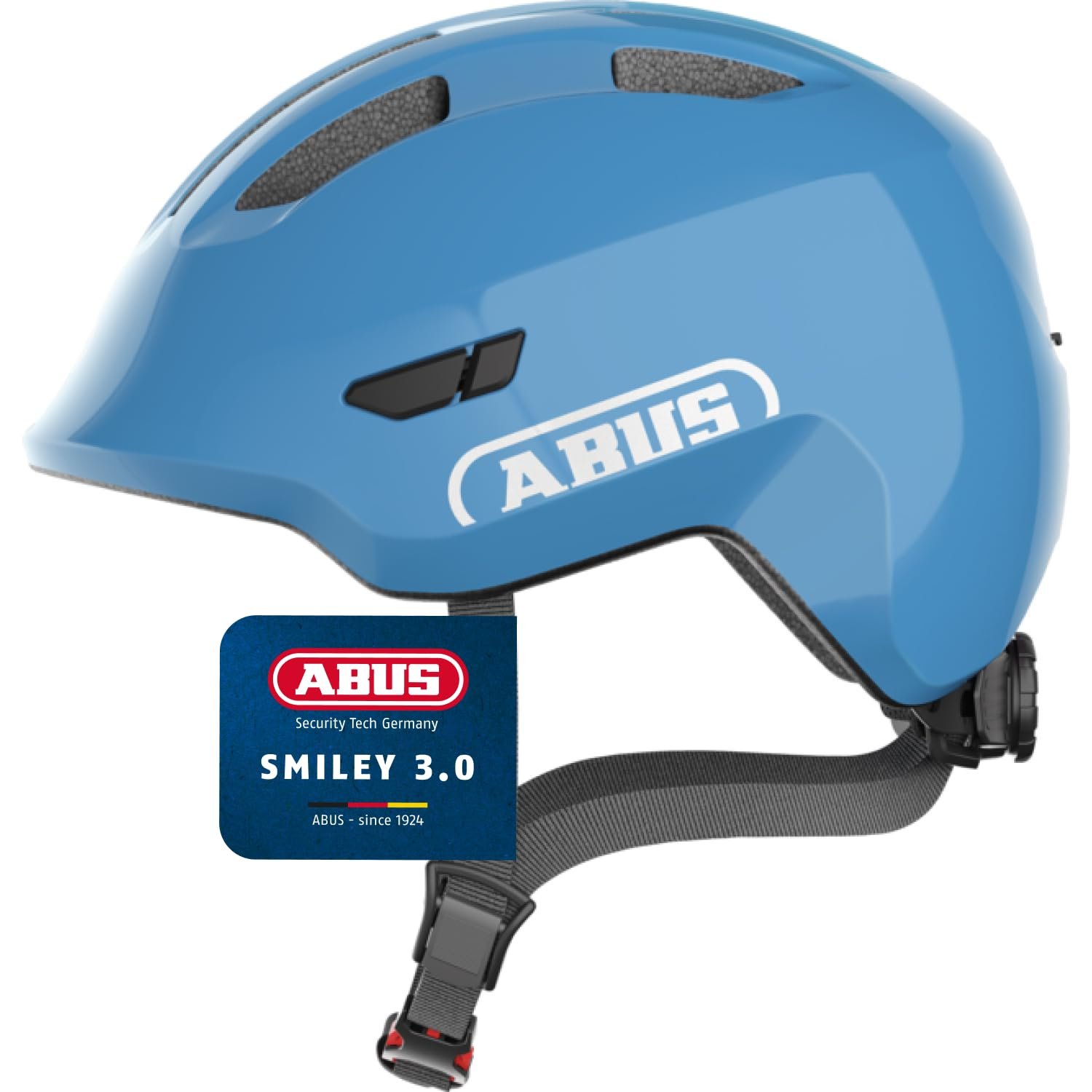 Велосипедний шолом ABUS Smiley 3.0, дитячий, глибока посадка, місце для хвостика, синій, фото №1