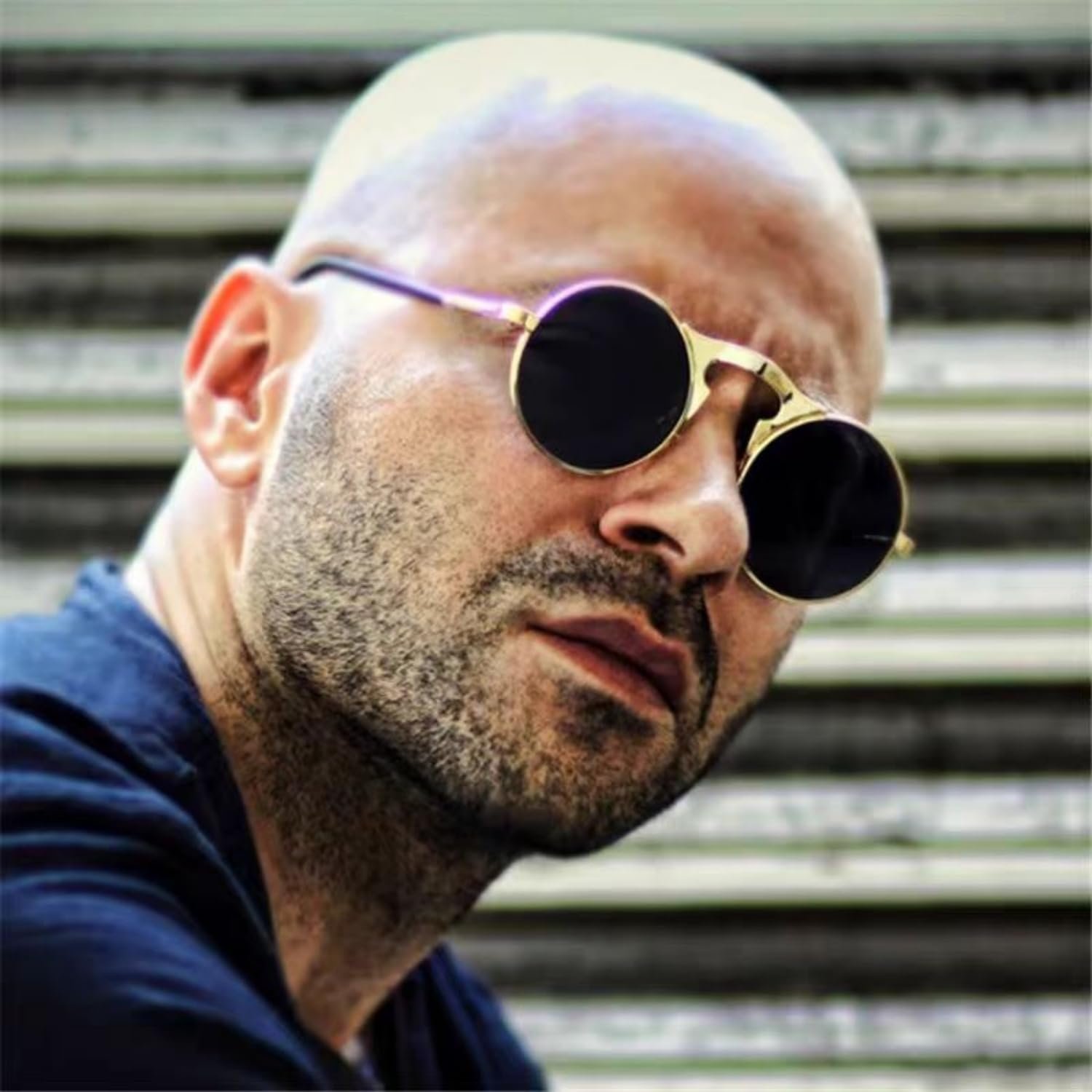 Сонцезахисні окуляри Steampunk qinqilanqi-S Retro Metal для чоловіків і жінок, круглі, металева оправа, фото №6