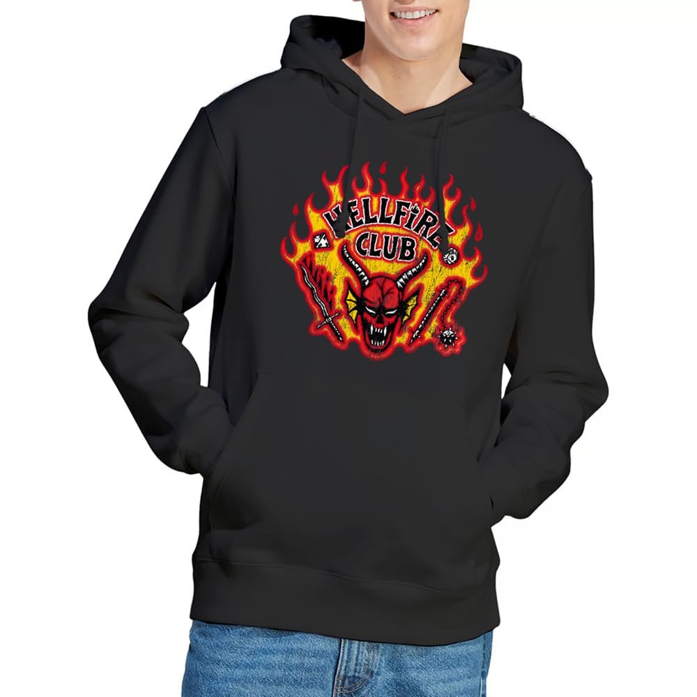 Худи Stranger Things Hellfire Flames Unisex, Черный, фото №1