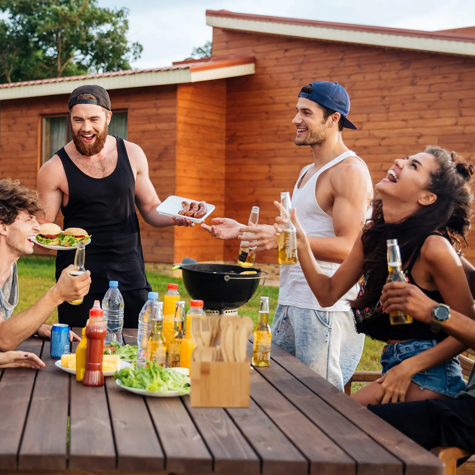 Набор бамбуковых столовых приборов Relaxdays, многоразовый, 41 предмет, натуральный, светло-коричневый, фото №6