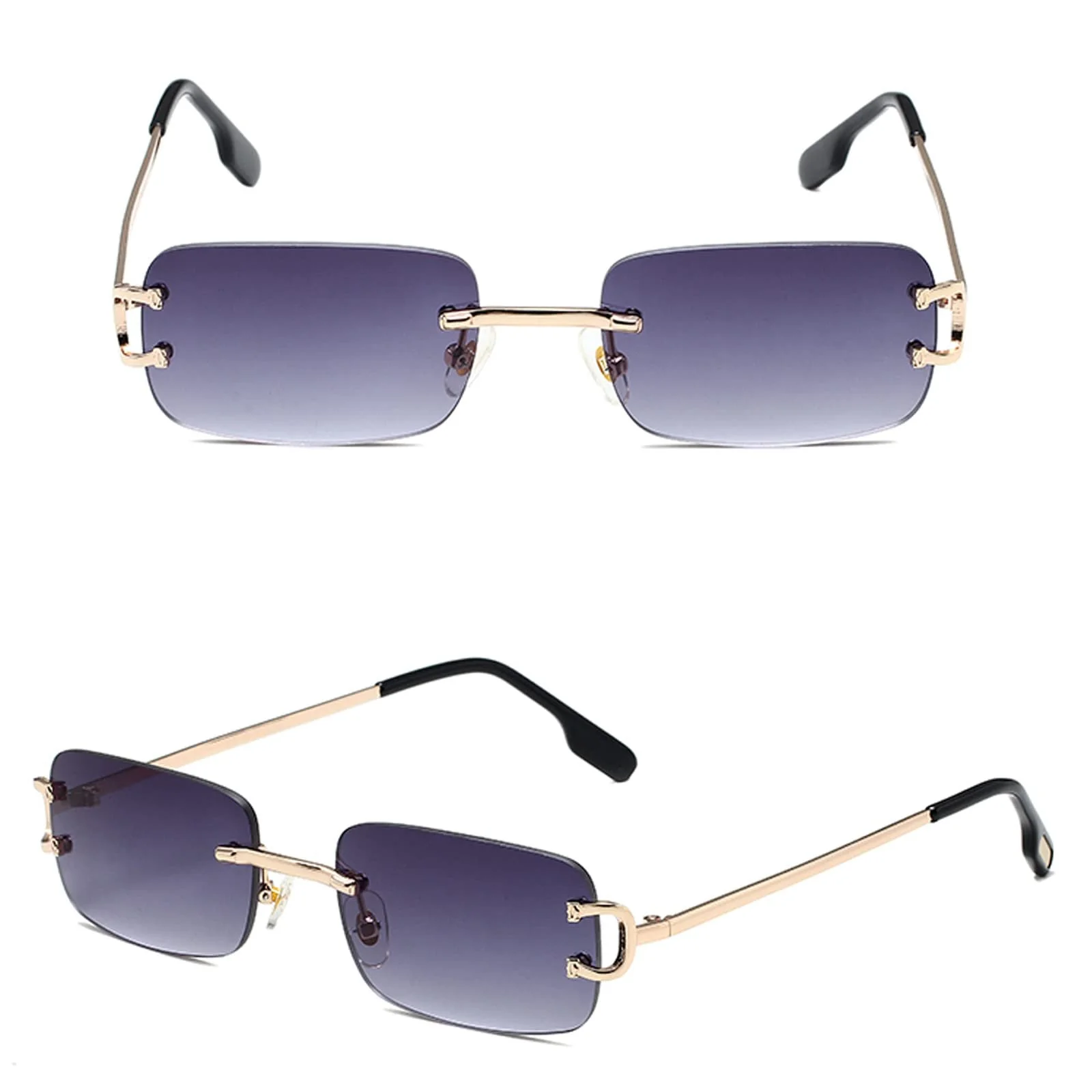 Вінтажні прямокутні сонцезахисні окуляри без оправи Ggpyyon, ретро, захист UV400, фото №3 Вінтажні прямокутні сонцезахисні окуляри без оправи Ggpyyon, ретро, захист UV400, фото №3