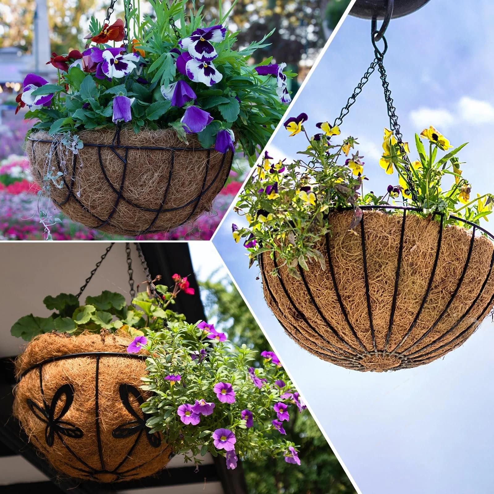 Вкладиші для підвісних кошиків з кокосового волокна 2 шт. круглі 40 см (16 дюймів) натуральні, фото №7 Вкладиші для підвісних кошиків з кокосового волокна 2 шт. круглі 40 см (16 дюймів) натуральні, фото №7