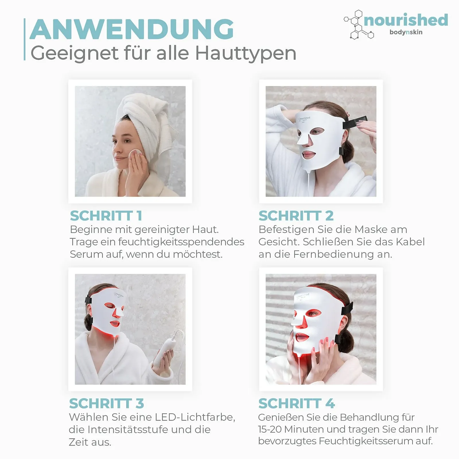 LED маска для обличчя Nourished Bodynskin 7-Colour з ближнім інфрачервоним випромінюванням, фото №3