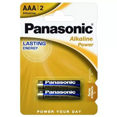 Батарейка PANASONIC AAA LR03 Alkaline Power 2 (LR03REB/2BP), фото №1